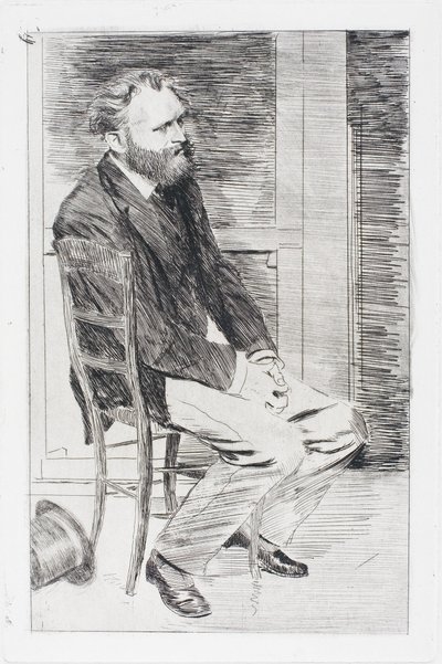 Manet sentado, virado para a direita de Edgar Degas