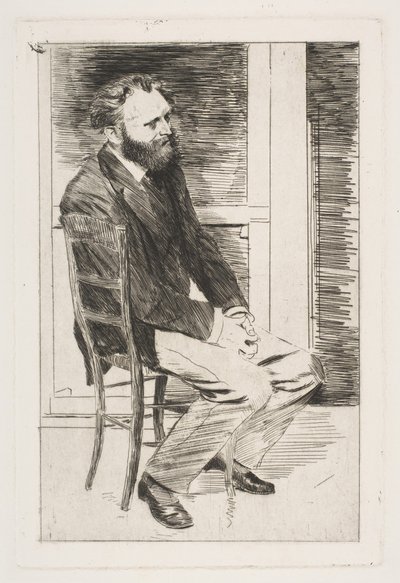 Manet assentado, girado para a direita, 1864-65. de Edgar Degas