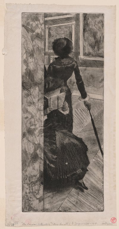 Mary Cassatt na Galeria de Pinturas do Louvre de Edgar Degas