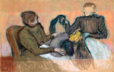 Milliner que fornece um chapéu, 1898 de Edgar Degas