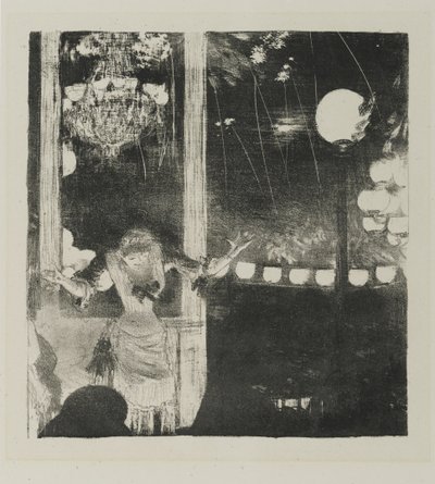 Mlle Becat no Café des Ambassadeurs, 1877-78 (lito em papel de capa) de Edgar Degas