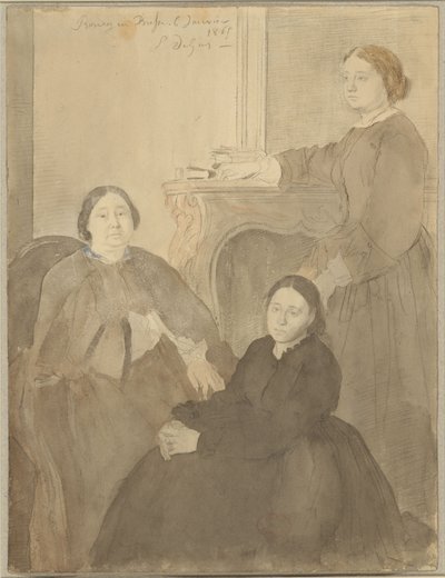 Mme. Michel Musson e as suas filhas, Estelle e Désirée de Edgar Degas