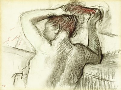 Mulher nua, penteando o cabelo de Edgar Degas