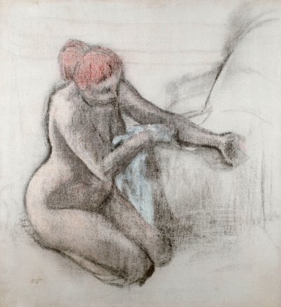Mulher nua, secando-se, após, a, banho, c.1898 de Edgar Degas