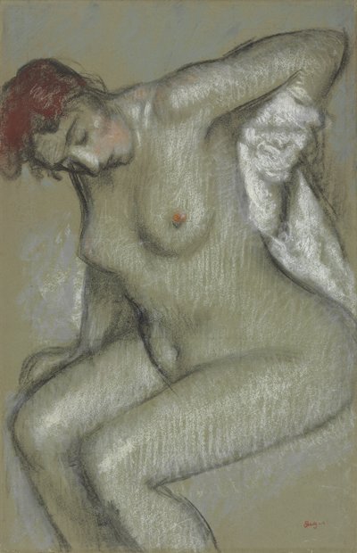 Mulher nua secando-se; Mulher nua, limpando-se, 1895 de Edgar Degas