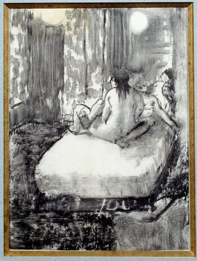Na cama Monótipo em tinta preta sobre papel chinês de Edgar Degas de Edgar Degas