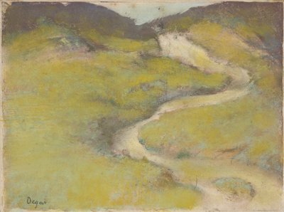 Caminho em um campo, 1890 (pastel sobre monótipo em óleos) de Edgar Degas