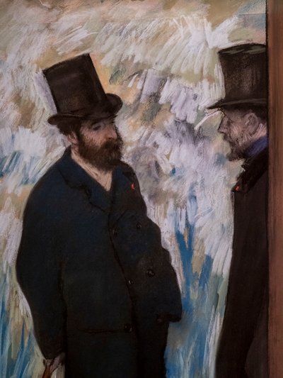 Retrato de amigos, em cena (detalhe) (também conhecido como "Retrato de Ludovic Halevy e Albert Boulanger-Caverna"). 1879. Pastel sobre papel. de Edgar Degas