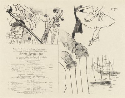 Programa para o Sarau Artístico (Programa para a Noite de ex-alunos do Lycée de Nantes) de Edgar Degas