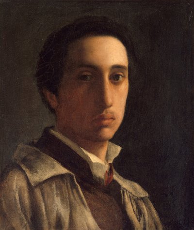 Auto-retrato, c.1855-56 (óleo sobre papel, colocado na tela) de Edgar Degas