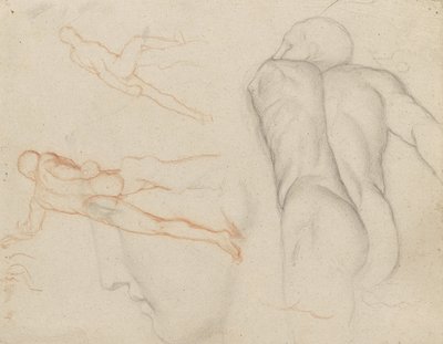 Estudos de "O Gladiador Borghese", c.1856-57 de Edgar Degas