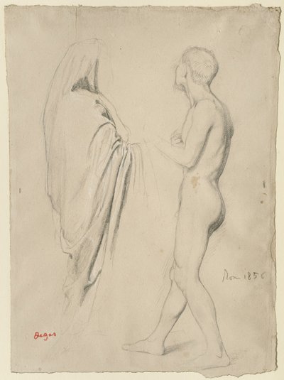 Estudo para "Dante e Virgílio", c.1856-57 de Edgar Degas