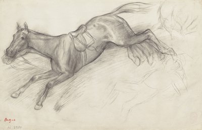 Estudo para "Cena da corrida de obstáculos: o jóquei caído", 1866 de Edgar Degas
