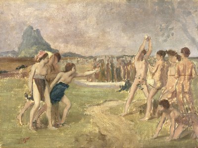 Estudo para o exercício dos jovens espartanos, c.1860-61 (óleo sobre papel montado no painel) (ver 3354) de Edgar Degas
