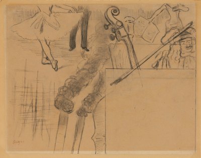 Estudo para o programa da Galerie Ponsin Soiree Artistique, 15 de maio de 1884 de Edgar Degas