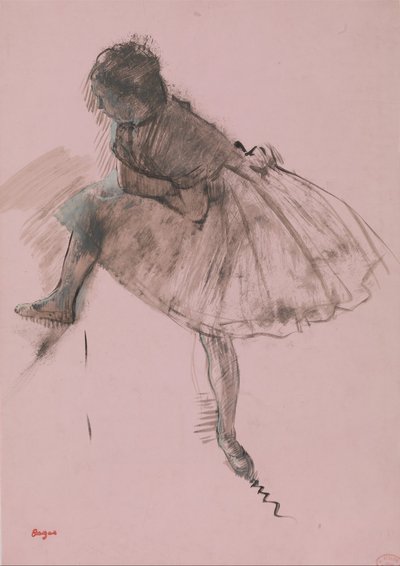 Estudo de um Bailarino reto, Dois Estudos de Bailarinos verso, ca. 1873. de Edgar Degas