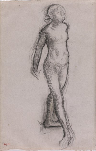 Estudo de um Nude Dancer, c.1878-79 (carvão e marcador preto no papel) de Edgar Degas