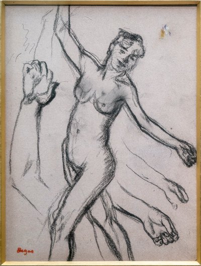Estudo de uma mulher. 1878, carvão vegetal sobre papel. de Edgar Degas