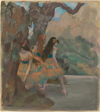 Os bailarinos, c.1877 (pastel e guache sobre monótipo) de Edgar Degas