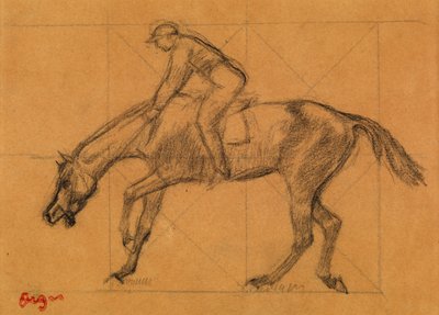 O Fim da Corrida, c.1882 (giz sobre papel colorido) de Edgar Degas