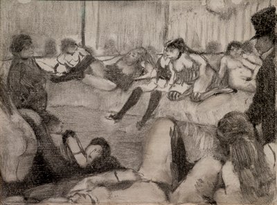 O Salão. 1879. Monotipo tem tinta preta, pastel. de Edgar Degas