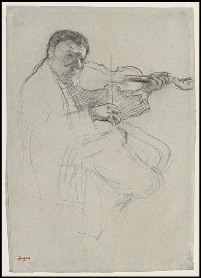 O Violinista, Estudo para "The Rehearsal", c.1879 de Edgar Degas
