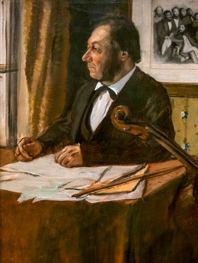 O violoncelista Louis-Marie Pilet (detalhe). Por volta de 1868-1869. Óleo sobre tela. de Edgar Degas