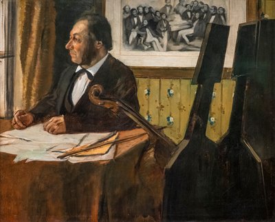 O violoncelista Louis-Marie Pilet. Por volta de 1868-1869. Óleo sobre tela. de Edgar Degas