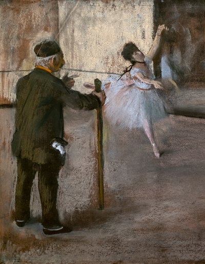 O lecão de dança (detalhe). Por volta de 1876. Pastel sobre colas de papel sobre cartão. de Edgar Degas