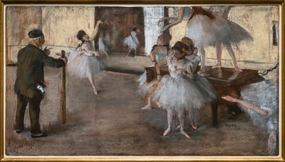 O lecão dançarino. Por volta de 1876. Pastel sobre colas de papel em cartão. de Edgar Degas