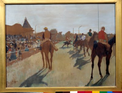 O profano diz "cavalos de corrida na frente das arquibancadas" Pintura de Edgar Degas (1834-1917) 1866-1868. Dim. 0,46 x 0,61 m. Paris, Musee d