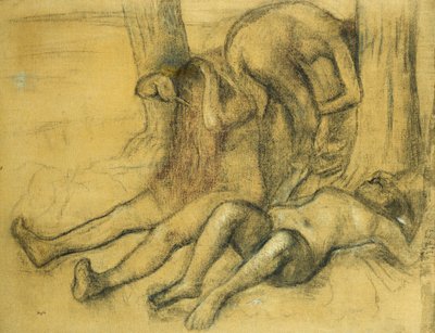 Três banhistas debaixo de uma árvore; Três banhistas debaixo de uma árvore, c.1894 de Edgar Degas