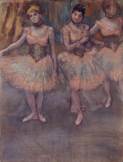 Três dançarinos antes da prática, c.1880 de Edgar Degas