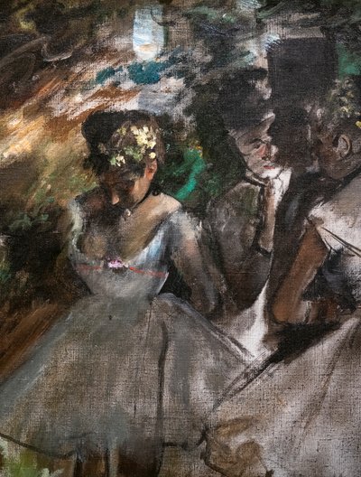 Três dançarinos nos bastidores (detalhe). 1880-1885. Óleo sobre tela. de Edgar Degas
