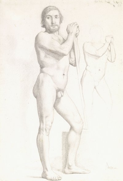 Dois estudos acadêmicos de um homem, c.1856 de Edgar Degas