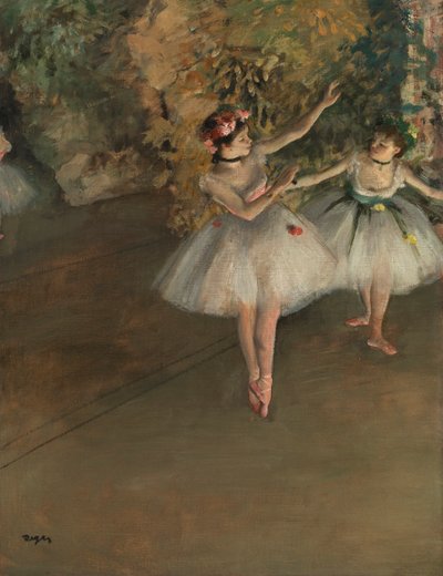 Dois dançarinos em um palco, 1874. de Edgar Degas