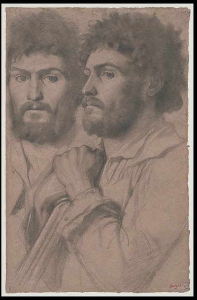 Dois estudos de retrato de um homem, c.1856-57 de Edgar Degas