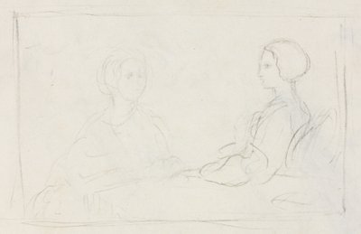 Verso de Duas Mulheres Sentadas, 1856-1860. de Edgar Degas