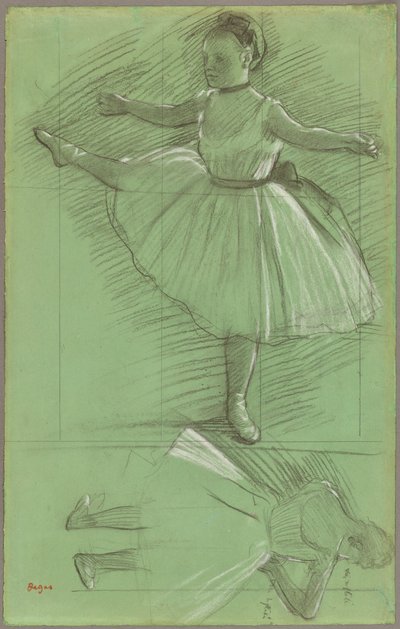 Dois estudos de bailarinos de Edgar Degas