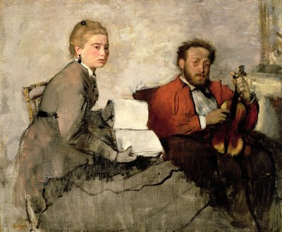 Violinista e Jovem, c.1871 (óleo e creiom sobre tela) de Edgar Degas