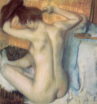 Mulher a pentear o cabelo, c.1885 (pastel) de Edgar Degas
