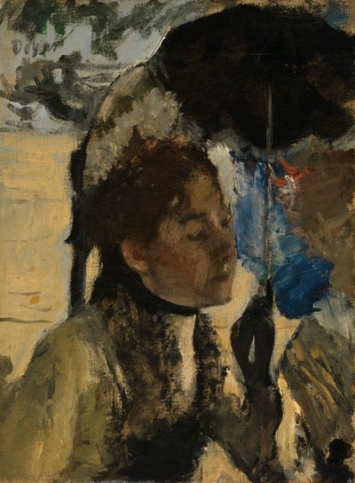 Mulher com um guarda-sol, c.1880 (óleo sobre tela) de Edgar Degas