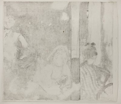 Mulheres em frente a um café, à noite, c.1877 (monotipia cognata sobre papel de marfim) de Edgar Degas