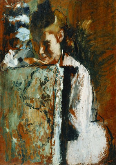 Jovem sentado encostado nas costas de uma cadeira; Rapariga sentada encostada nas costas de uma poltrona, c.1889 de Edgar Degas