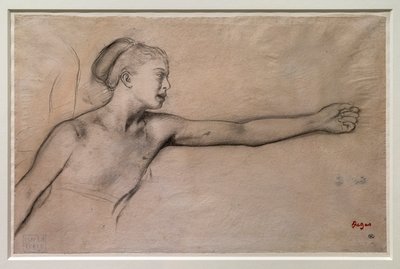 Jovem espartana (estudo para "Meninas espartanas provocando meninos"). Por volta de 1860-1862. Lápis preto, grafite, misturas em papel vegetal. de Edgar Degas