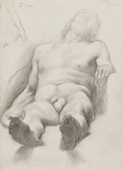 Study - Lying Man, 1856-58 (grafite sobre papel creme colorido) de Edgar Degas