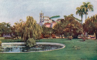Um Canto da Praça da Glória (lito a cores) de Edgar L. Pattison