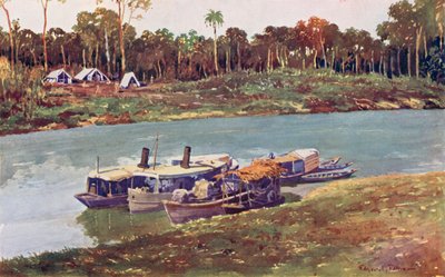 Um Acampamento Militar ao alcance do Alto Amazonas, a três mil milhas do Mar (cor litho) de Edgar L. Pattison