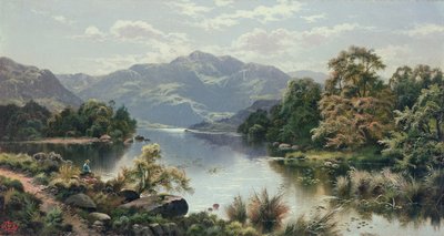 Uma cena do lago em North Wales de Edgar Longstaffe