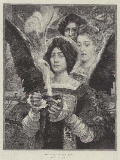 O Espírito da Floresta (gravura) de Edgar Maxence